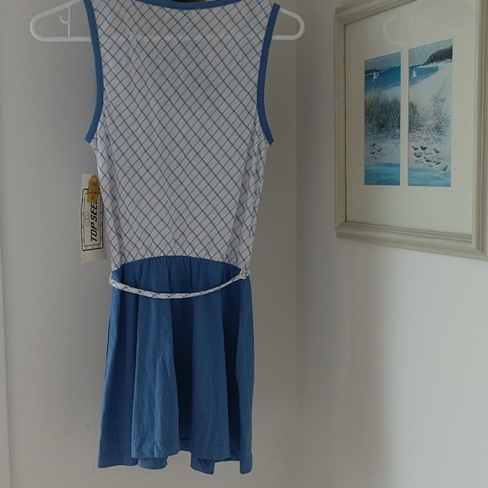 NEW Tennis Tunic Tank Top Sport Activewear Elastic Deep Pockets Top Seed Blue 6 - Picture 5 of 8